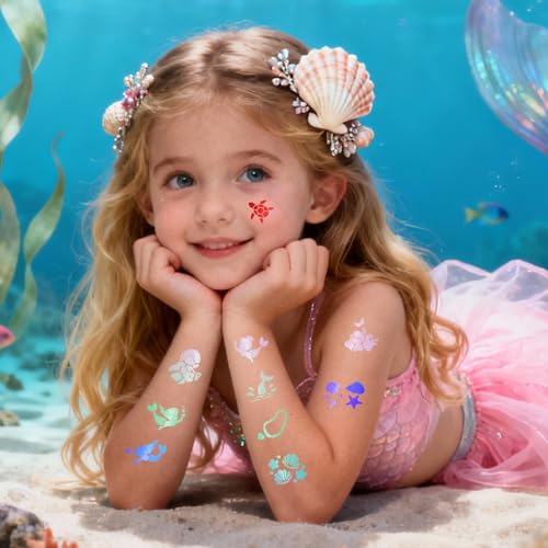 157pcs Mermaid Temporary Tattoo Stencils for Kids Body Paint