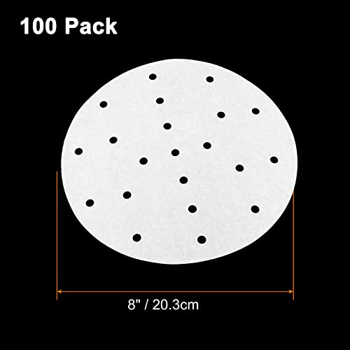 8-Inch Bamboo Steamer Liners - 100 Pcs Non-Stick Steam Paper