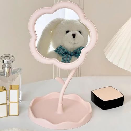 Pink Flower-Shaped Makeup Mirror for Desk Vanity | Elegant Decor