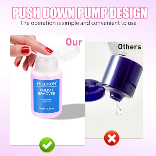 HiLemon Nail Polish Remover - 5.3 oz Pump Bottle for Gel & Acrylic