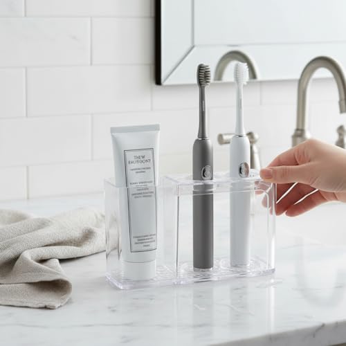 Compact Bathroom Toothbrush Holder Organizer for 2 Brushes
