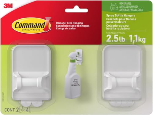 Command Spray Bottle Holders - 2 Pack with 6 Strips | Damage-Free Wall Mount