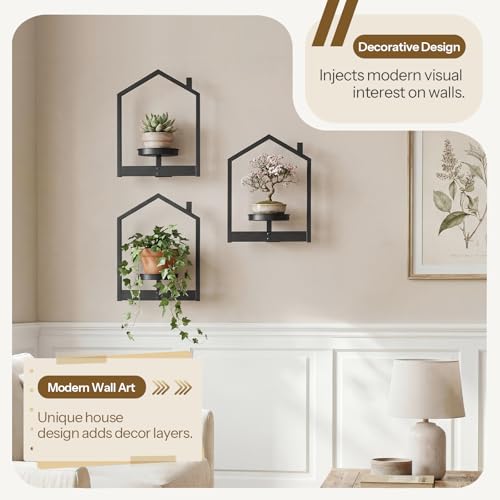 HOOBRO 3-Pack Metal Floating Shelves for Indoor Plants