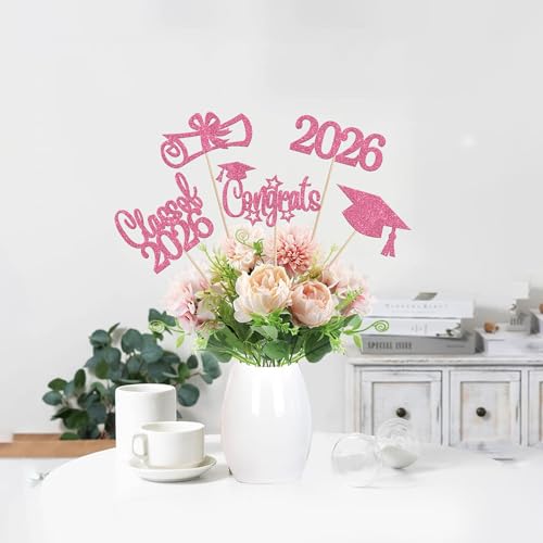 2026 Graduation Centerpiece Sticks - 15 PCS Glitter Decorations