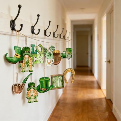 24Pcs St. Patrick's Day Wooden Ornaments - Clover & Hat Decor