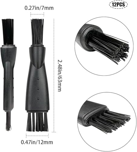 LinMei Electric Shaver Cleaning Brush 12PCS Double-Sided Nylon Black