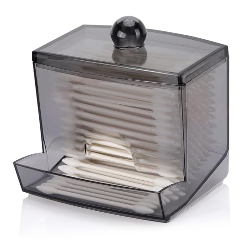 Tbestmax 10oz Black Qtip Dispenser with Lid Bathroom Organizer