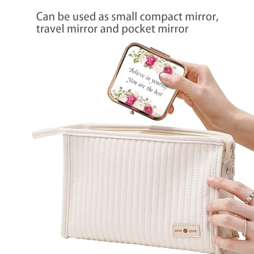 Small Rose Gold Compact Mirror 1X/2X Double-Sided Pocket Mirror