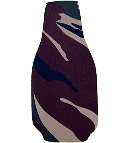 Blank Neoprene Beer Bottle Coolie - Green Camo, 1 Pack, Fits 12 oz Bottles