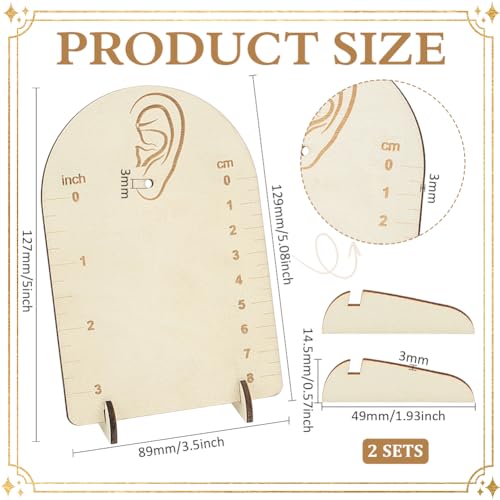 Earring Display Stand - 2 Pcs Floral White Wood Organizer with Measurement
