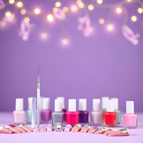 Zhuluck 25mm Nail Art Liner Brush - Purple Precision Painting Tool
