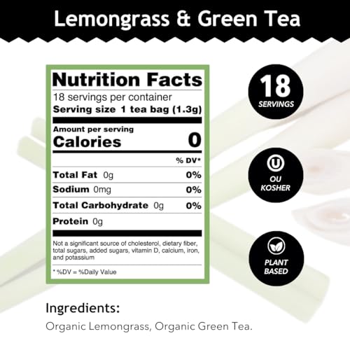 Buddha Teas Organic Lemongrass Green Tea - 18 Tea Bags