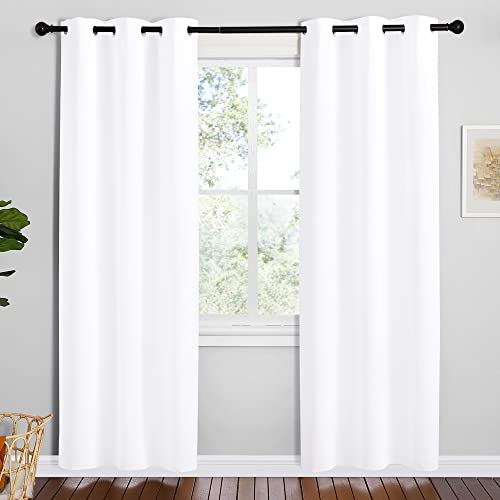 NICETOWN Pure White Blackout Curtain Panels, 42x78 inches, Set of 2