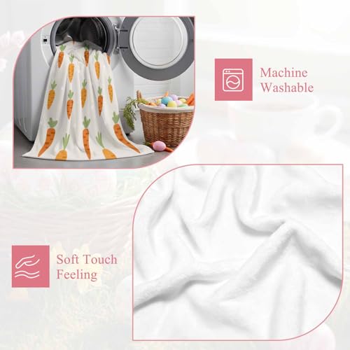 Easter Throw Blanket 40x50 Inch Cozy Flannel Fleece Carrot Design for Couch Bed Sofa