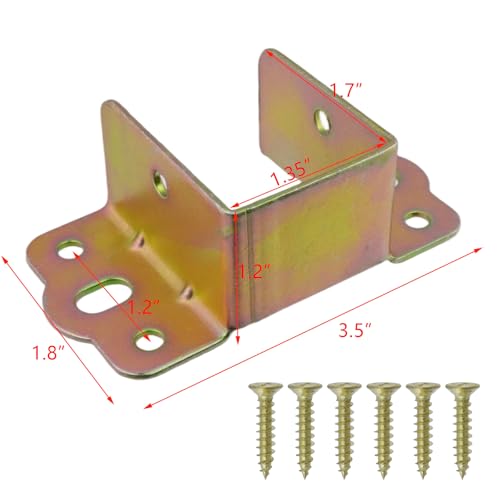 Coshar Gold 4Pcs Heavy Duty U-Shape Bed Rail Brackets 1.4"