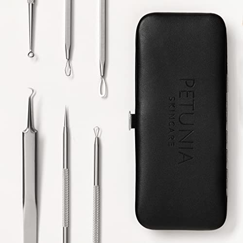 Petunia Skincare 6-Piece Pimple Popper and Blackhead Extractor Kit with Travel Case