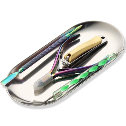 FSpronail Stainless Steel Nail Art Storage Tray & Jewelry Organizer