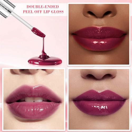 Aubelnmay Dual-Ended Peel-Off Lip Stain & Liner, Waterproof Long-Lasting Red Bean Paste