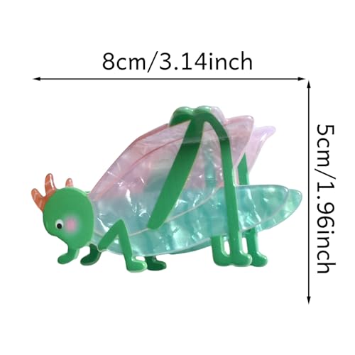 Green Grasshopper Design Hair Claws Non Slip 3" Thinning Clips Cute