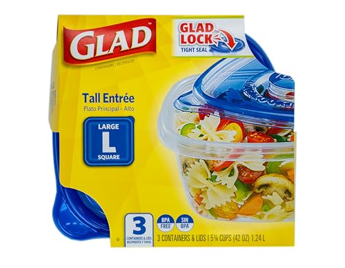 Glad GladWare Tall Square Entree Containers, 42 Oz, 18-Pack