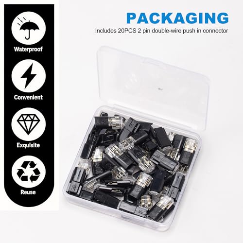 2 Pin Low Voltage LED Strip Connectors - 20Pcs with Locking Buckle