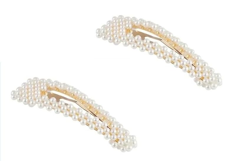 Pearl Hair Clips & Barrettes Snap Hair Styling Pins 2Pcs