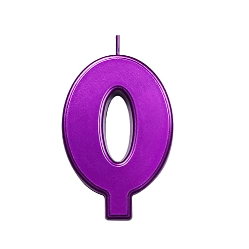 Purple Number 0 Birthday Candle - 3.7in Cake Topper for Kids & Celebrations