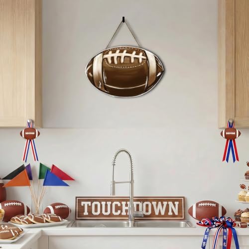 Football Wooden Door Hanger - Decorative Sports Sign for Football Season