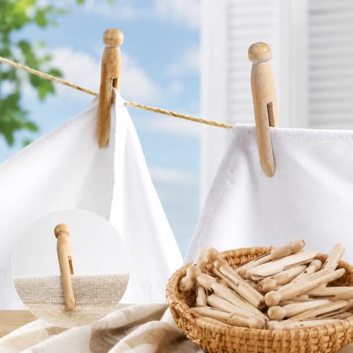 Round Wooden Clothespins - 12 Pack for Crafts & Laundry