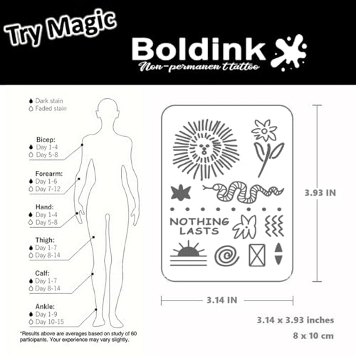Boldink Minimalist Semi-Permanent Temporary Tattoo for Hand and Finger