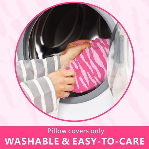 Pink Zebra Stripes Pillow Covers - Set of 2, 18x18 Inch Decorative Cases