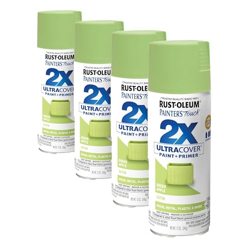 Rust-Oleum Painter's Touch 2X Ultra Cover Spray Paint, Satin Green Apple, 12 oz (4-Pack)