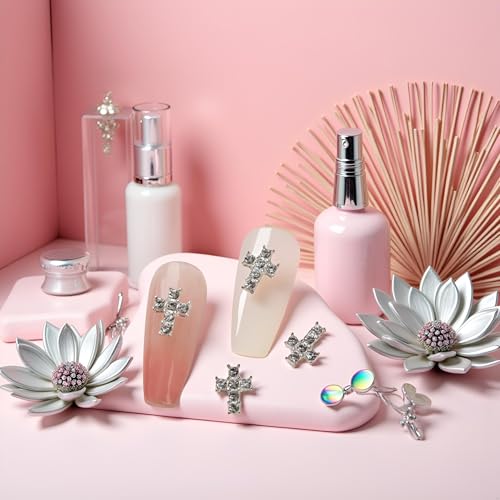 3D Alloy Cross Nail Gems 10-Pack Rhinestone Nail Art Decorations Supplies