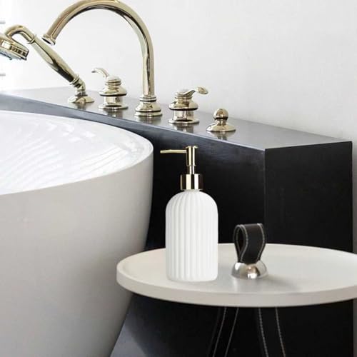 14oz Glass Hand Soap Dispenser with Gold Pump for Kitchen & Bathroom