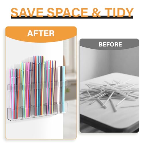 Straw Holder for Cabinet Door - Reusable Tumbler Organizer, 9.5"
