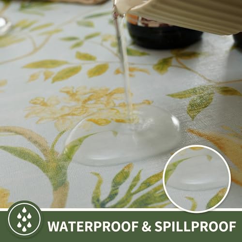 HOMOHEINI Waterproof Vinyl Tablecloth, 52" x 70" Rectangular Leaves Pattern
