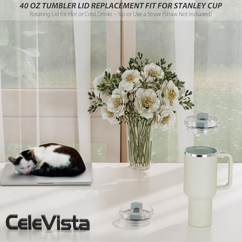 40 oz Tumbler Lid Replacement, Tumbler Lids Fit for Stanley Quencher, No Straw, Replacement Covers for Stanley Cup Accessories (Grey)