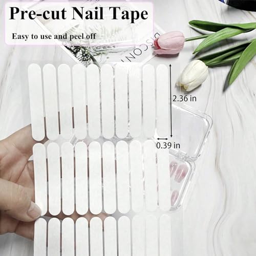12pcs Clear Press-On Nail Storage Box Set with Adhesive Tape Organizer