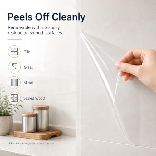 Clear Adhesive Contact Paper - 17.7 x 118 Inches Waterproof Vinyl