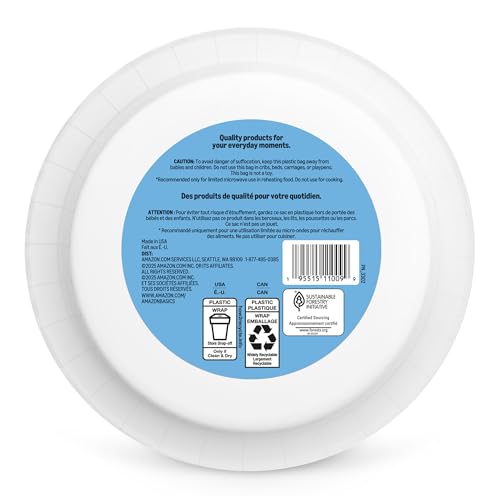 Amazon Basics 8.62 Inch Disposable Paper Plates - 120 Count