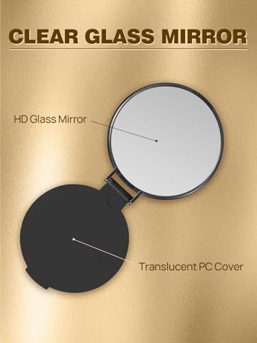 Qislee 4 Pack Compact Mirrors Bulk, Folding Travel Pocket Mirror Black