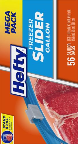 Hefty Slider Gallon Freezer Bags Pack of 4 — 56 Count, BPA-Free, Secure Seal