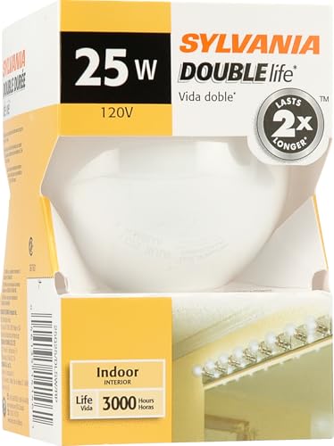 Sylvania G25 Globe Light Bulb, 25 Watt Incandescent, Soft White, E26 Base