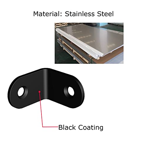 Black Corner Brackets - Stainless Steel L Bracket (20 Pack) 0.8x0.8x0.6"