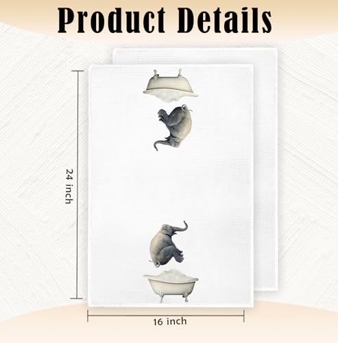 Elephant Hand Towels - 16x24 Inch Decorative Kitchen & Bath Towels