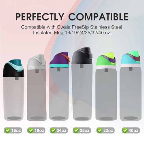 Bubrike Silicone Replacement Stopper for Owala FreeSip Lid - 4 Pack (Gray/White/Pink)