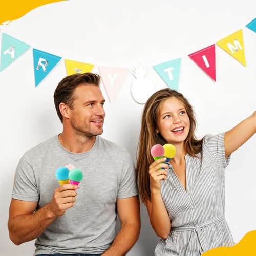 30 Pcs Mini Ice Cream Cone Toy Launchers - Colorful Party Favors