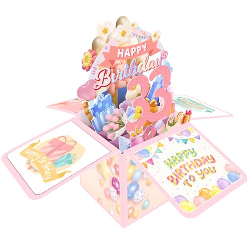 3D Birthday Gift Box Card for 33rd Birthday Celebrations