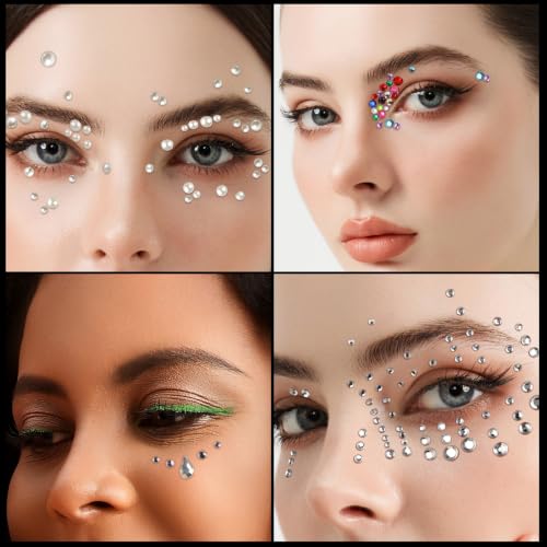 Teenitor Self-Adhesive Face Gems and Pearls for Makeup and Hair