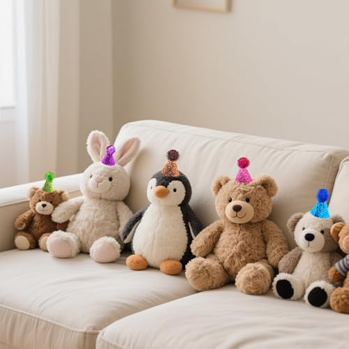 Pai Sence Pack of 10 Mini Party Hats for Stuffed Animals Toys, 1.9x3.3 Inches, 10 Color Variations